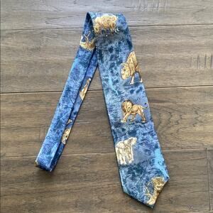 ENDANGERED SPECIES Tie Series African Big Five Print 100% Silk Safari